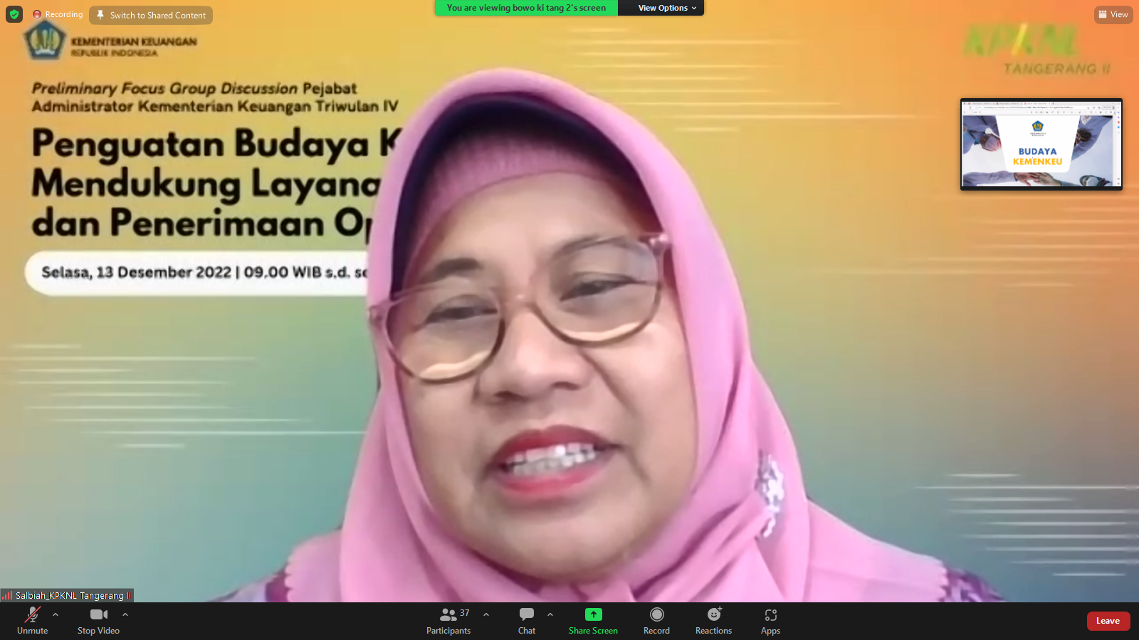 FGD Pejabat Administrator Triwulan IV-2022, Kepala KPKNL Tangerang II Jelaskan Pentingnya Penguatan Budaya Organisasi