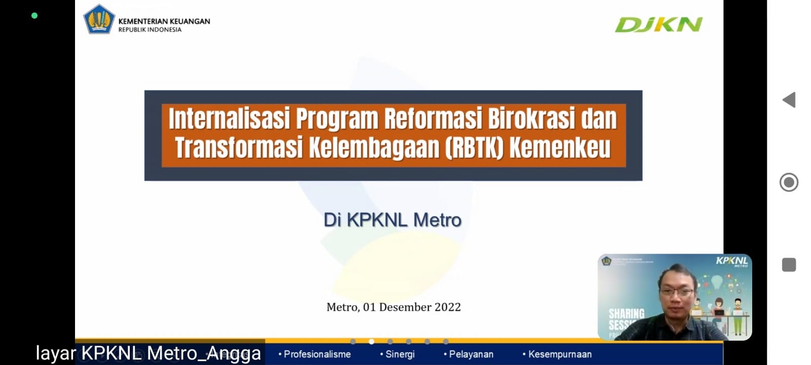 Internalisasi Program RBTK Transformasi Kelembagaan di KPKNL Metro