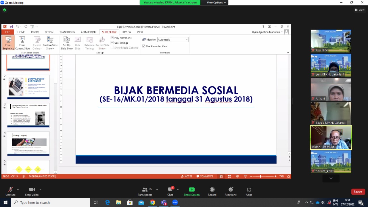 Rapat Evaluasi Hasil Pemantauan Pengendalian Semester II Tahun 2022 dan Sosialisasi Anti Gratifikasi KPKNL Jakarta I