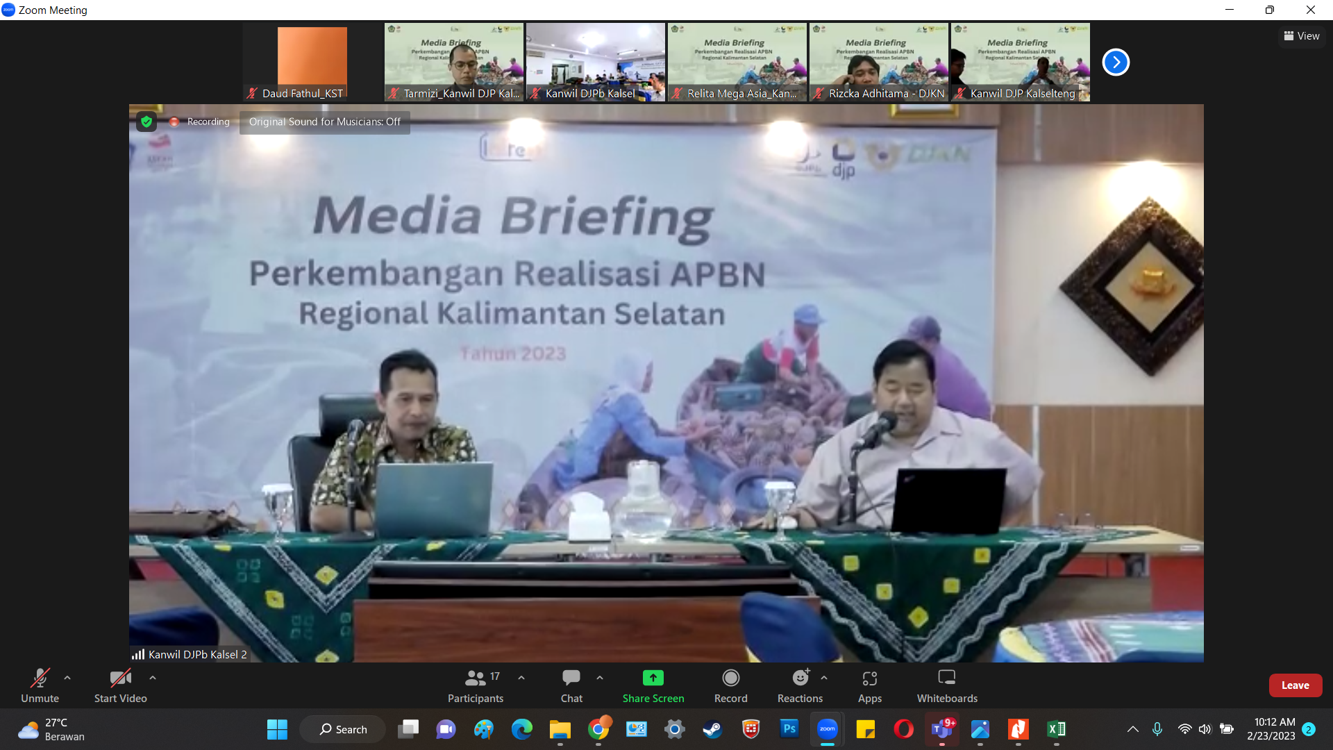 Adakan Media Briefing, Kemenkeu Kalsel Sampaikan Realisasi APBN per 31 Januari 2023 