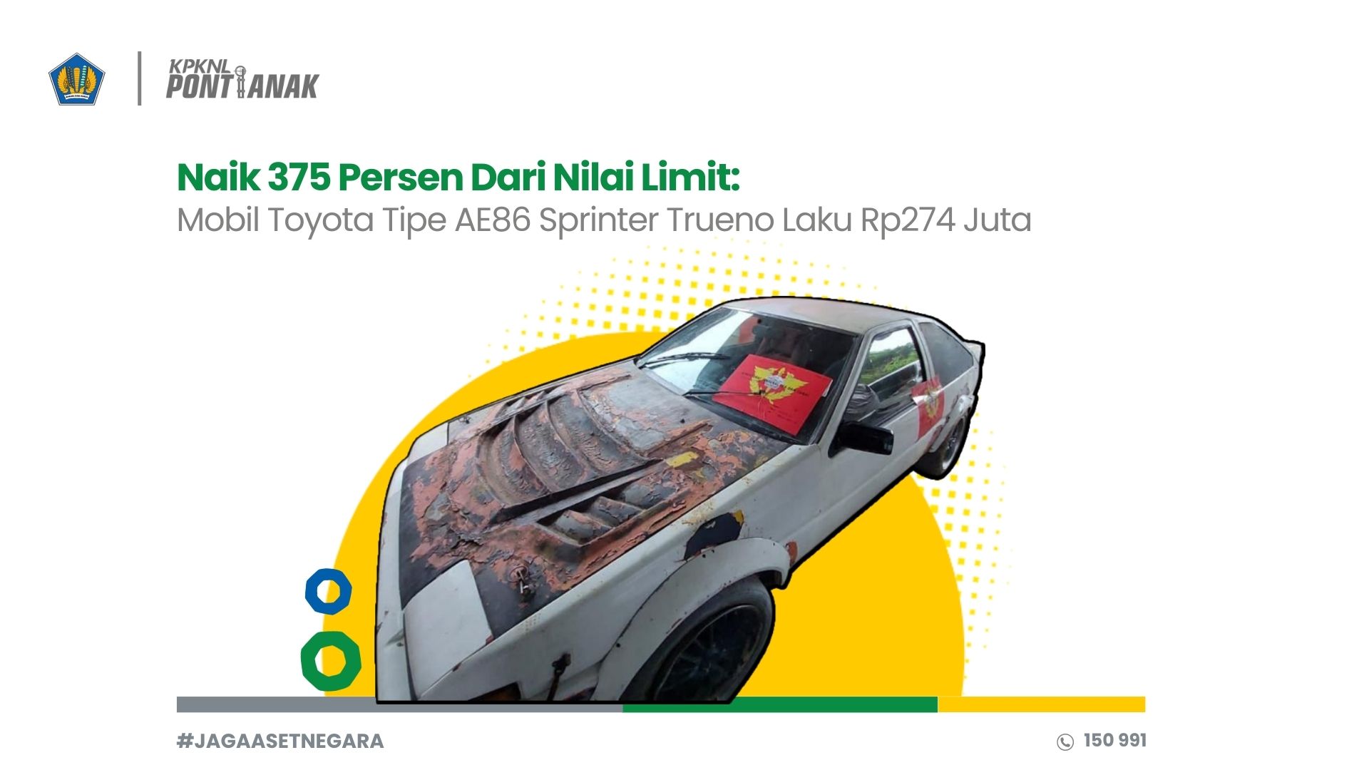 Naik 375 Persen Dari Nilai Limit: Mobil Toyota Tipe AE86 Sprinter Trueno Laku Rp274 Juta
