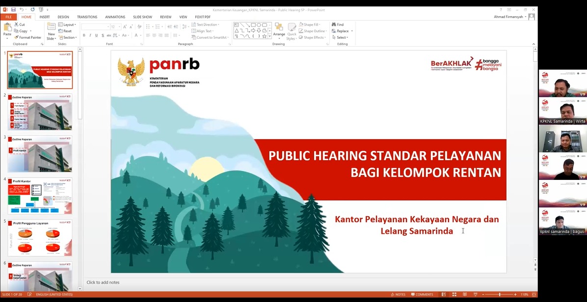 Sosialisasi dan Public Hearing Standar Pelayanan bagi Kelompok Rentan pada KPKNL Samarinda