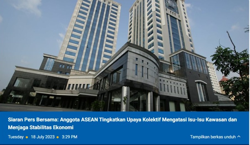 Siaran Pers Bersama: Anggota ASEAN Tingkatkan Upaya Kolektif Mengatasi Isu-Isu Kawasan dan Menjaga Stabilitas Ekonomi