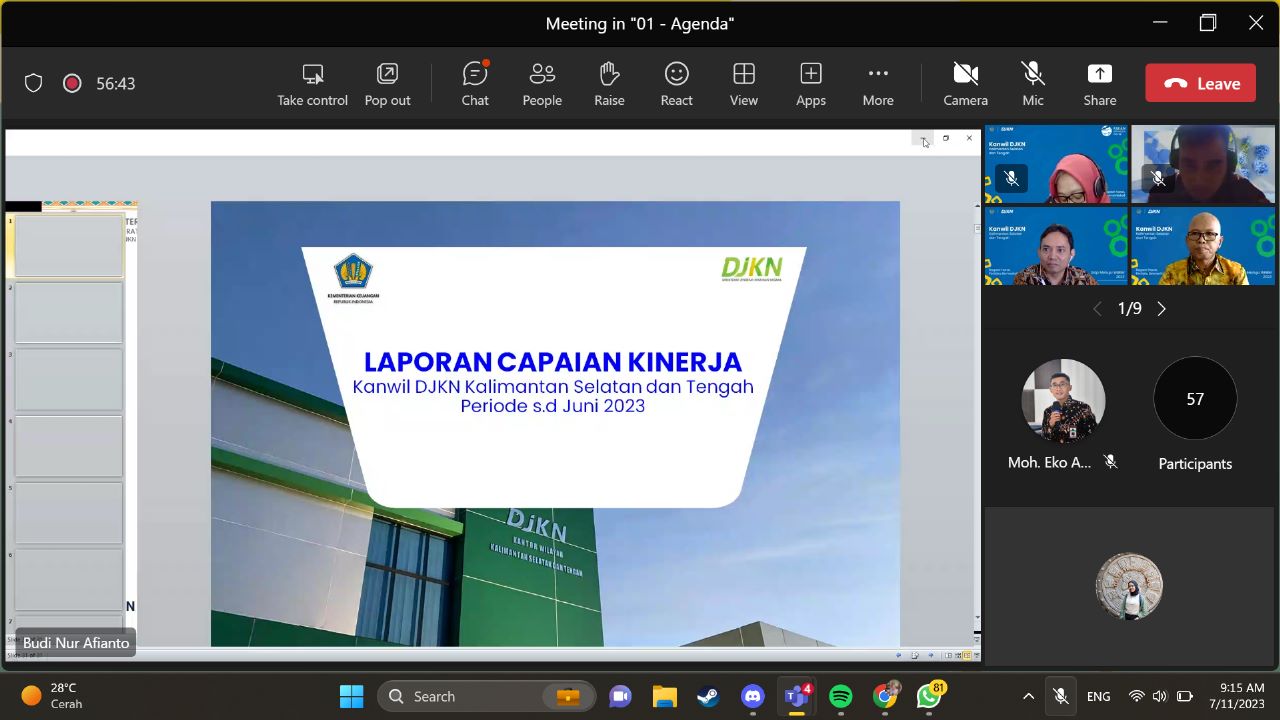 Laksanakan DKO Triwulan II, Kanwil DJKN Kalimantan Selatan dan Tengah Pastikan Kinerja Pelayanan Terus Optimal