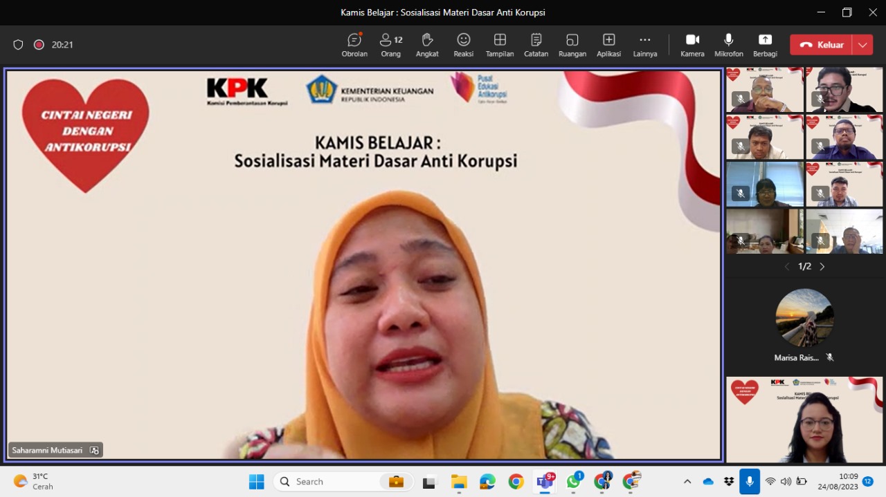 Kamis Belajar: Sosialisasi Anti Korupsi secara Virtual oleh Calon Penyuluh Anti Korupsi KPKNL Manado 