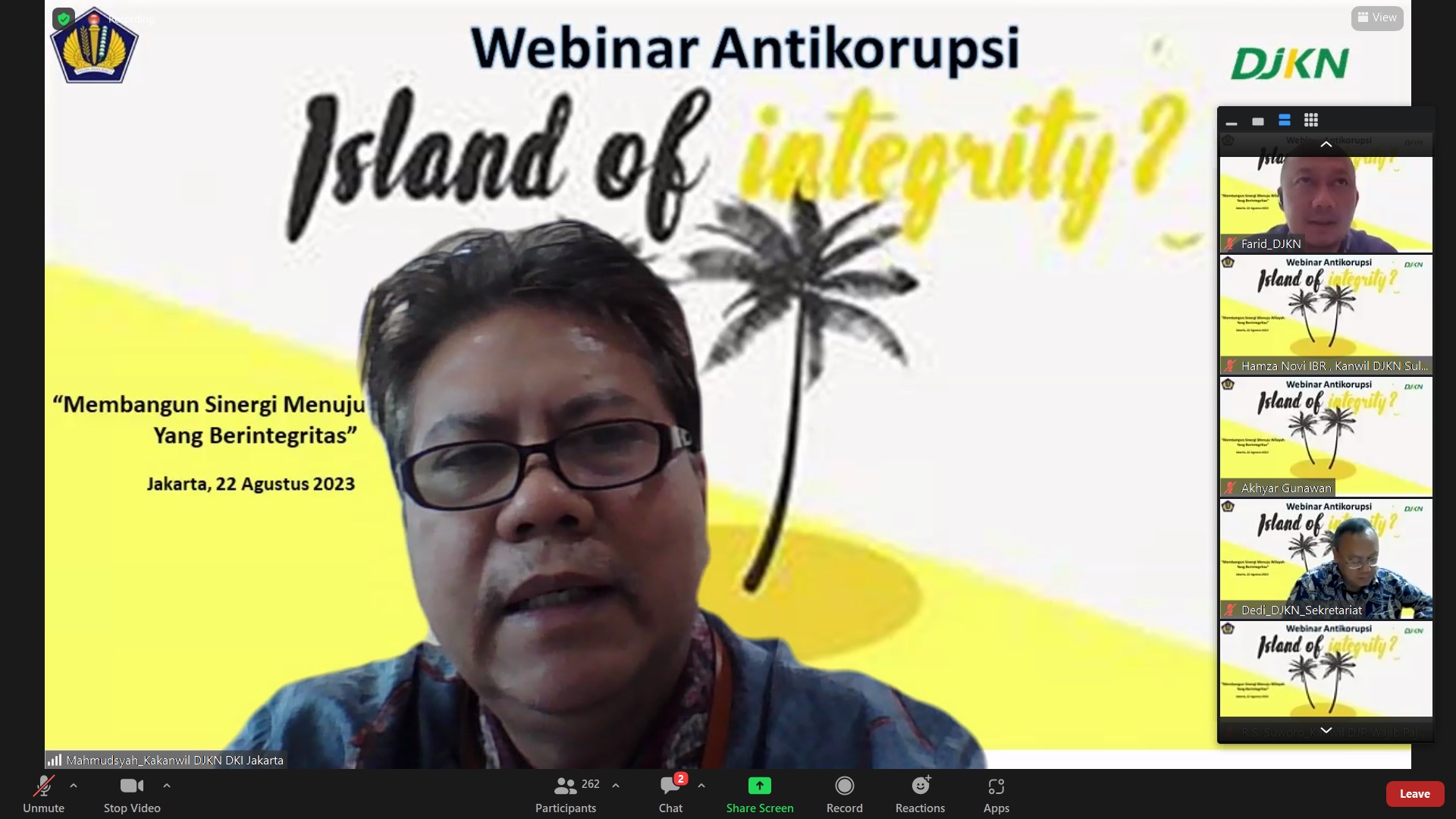 Webinar Antikorupsi, "Membangun Sinergi Menuju Wilayah yang Berintegritas" (Island of Integrity)