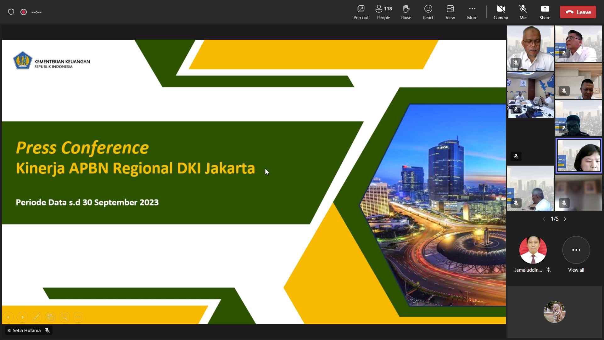 Press Conference APBN Kita Regional Provinsi DKI Jakarta sampai dengan 30 September 2023