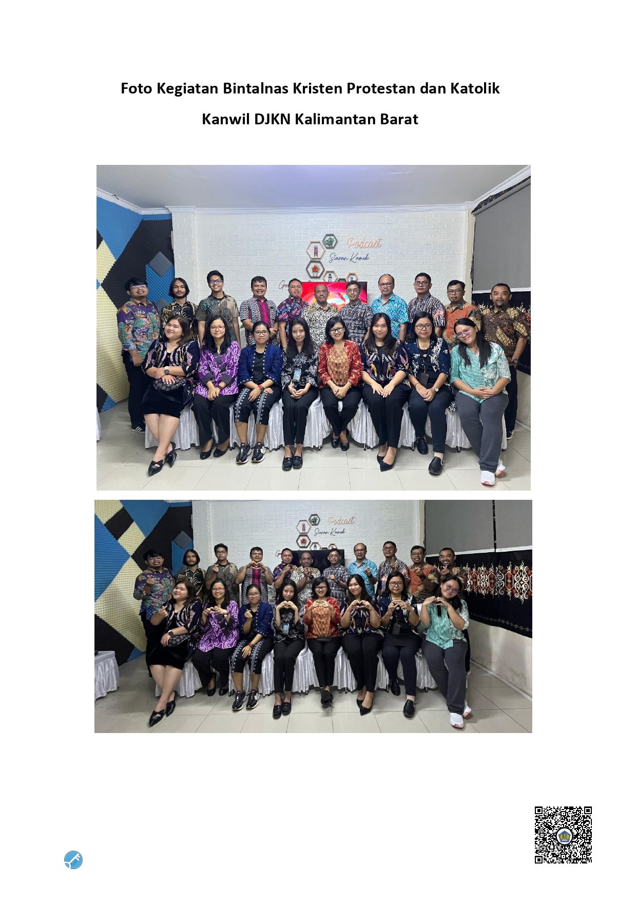 Hidup Bersandar dengan Tuhan Melalui Doa, Tema Bintalnas Kristen Protestan dan Katolik Kanwil DJKN Kalimantan Barat