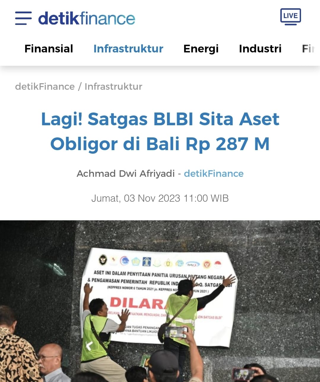 Satgas BLBI Sita Aset Obligor di Bali Rp 287 M