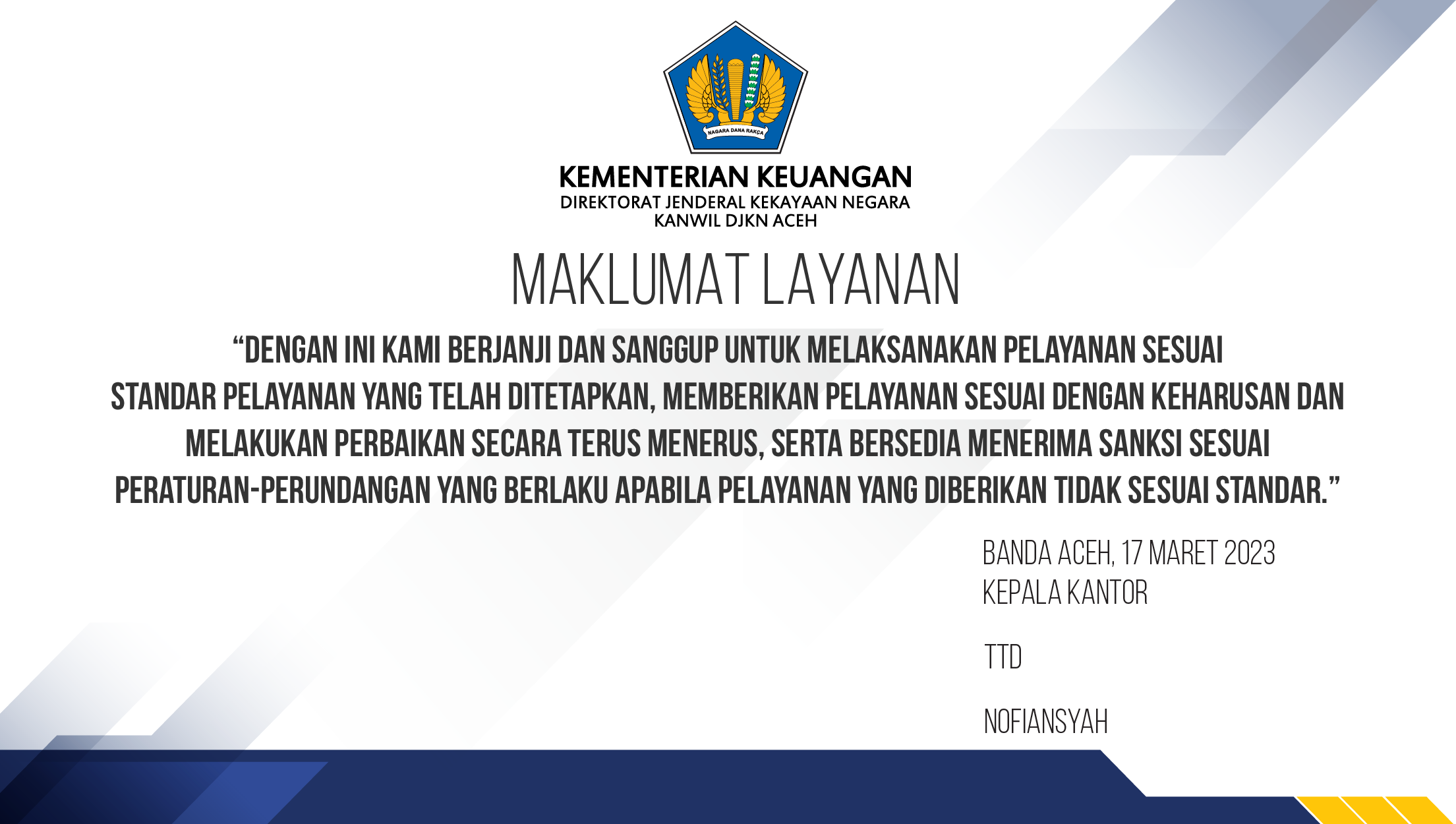 Maklumat Layanan Kanwil DJKN Aceh