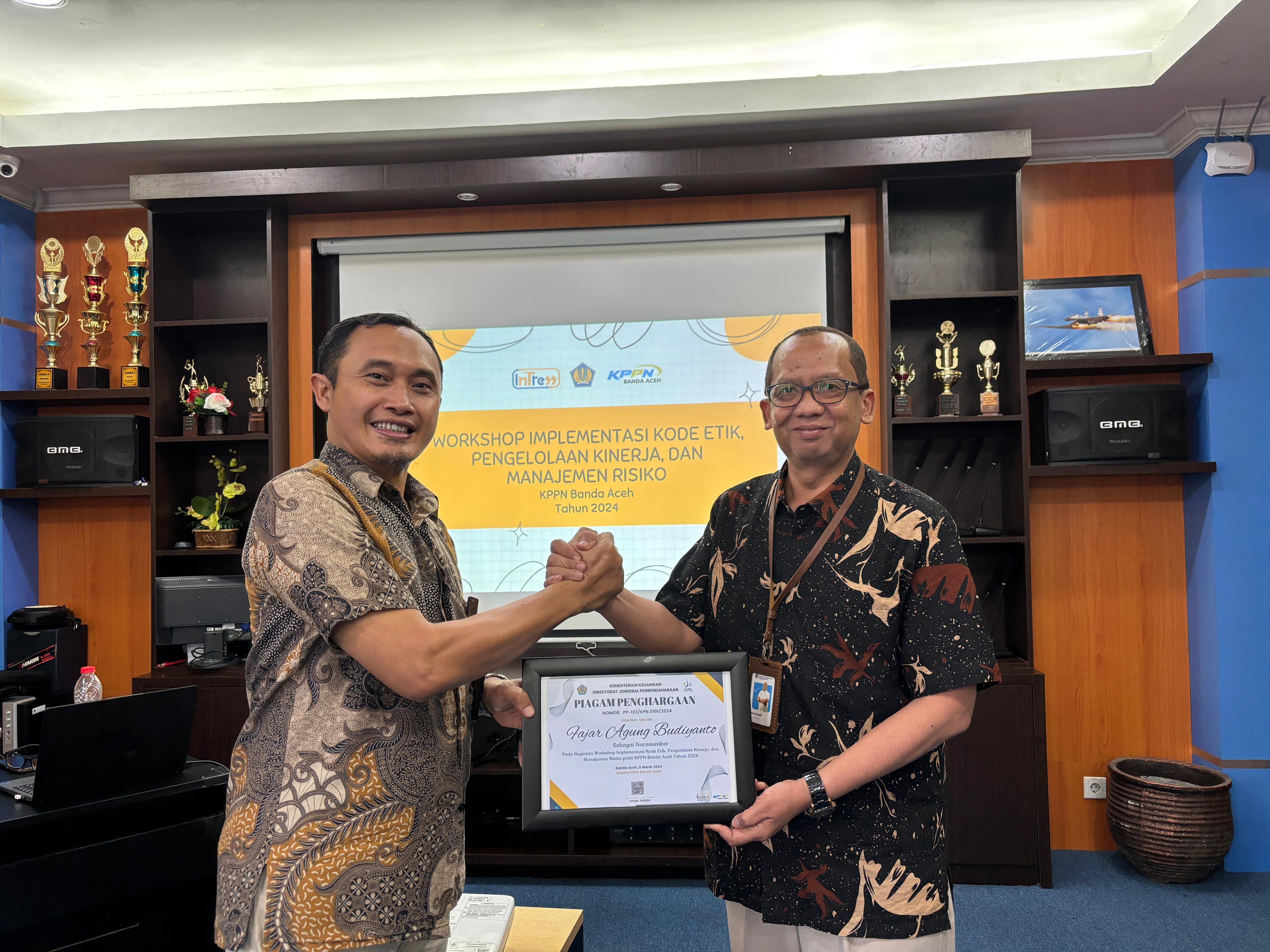 Workshop Implementasi Kode Etik dan Kode Perilaku, Pengelolaan Kinerja, dan Manajemen Risiko di lingkungan Kementerian Keuangan Aceh