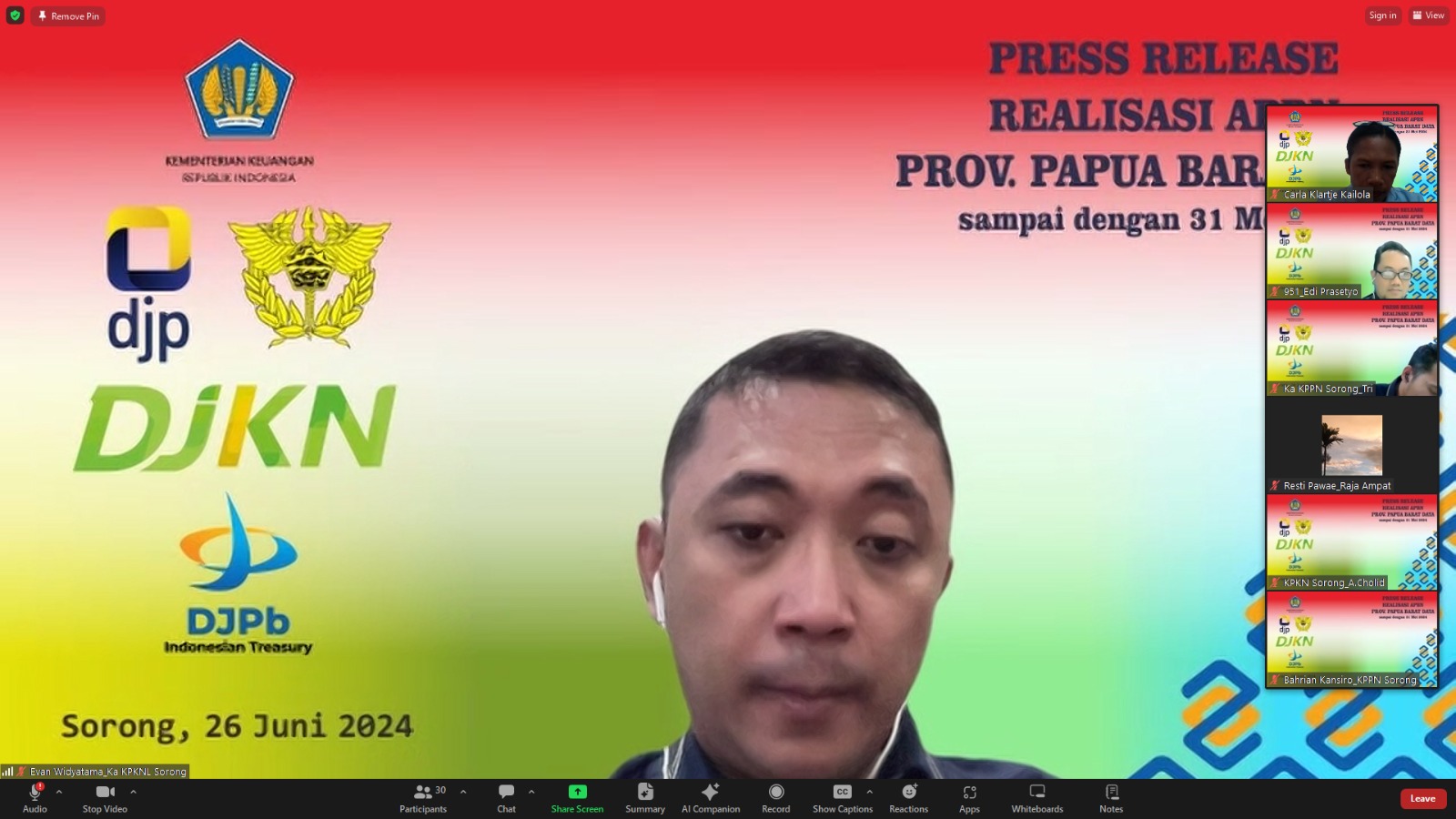 Siaran Pers: Realisasi APBN Provinsi Papua Barat Daya sampai dengan 31 Mei 2024