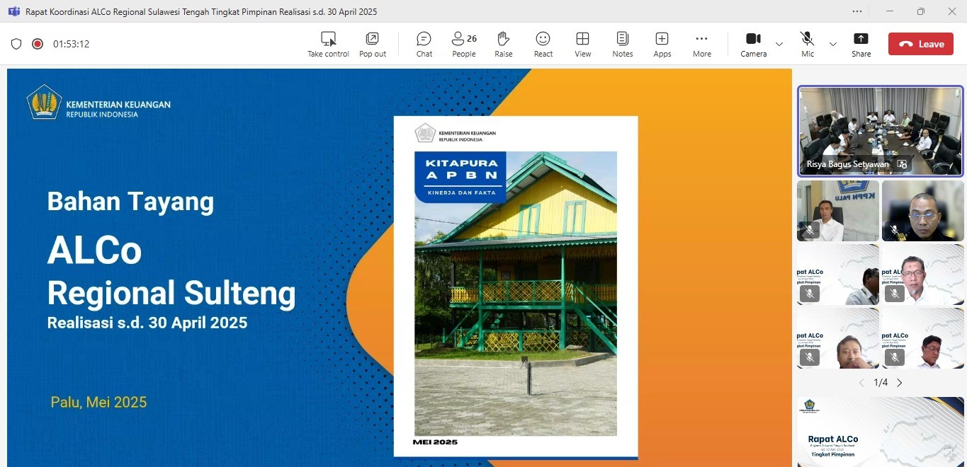 KITAPURA APBN Provinsi Sulawesi Tengah : Realisasi APBN Regional s.d. 30 April 2025