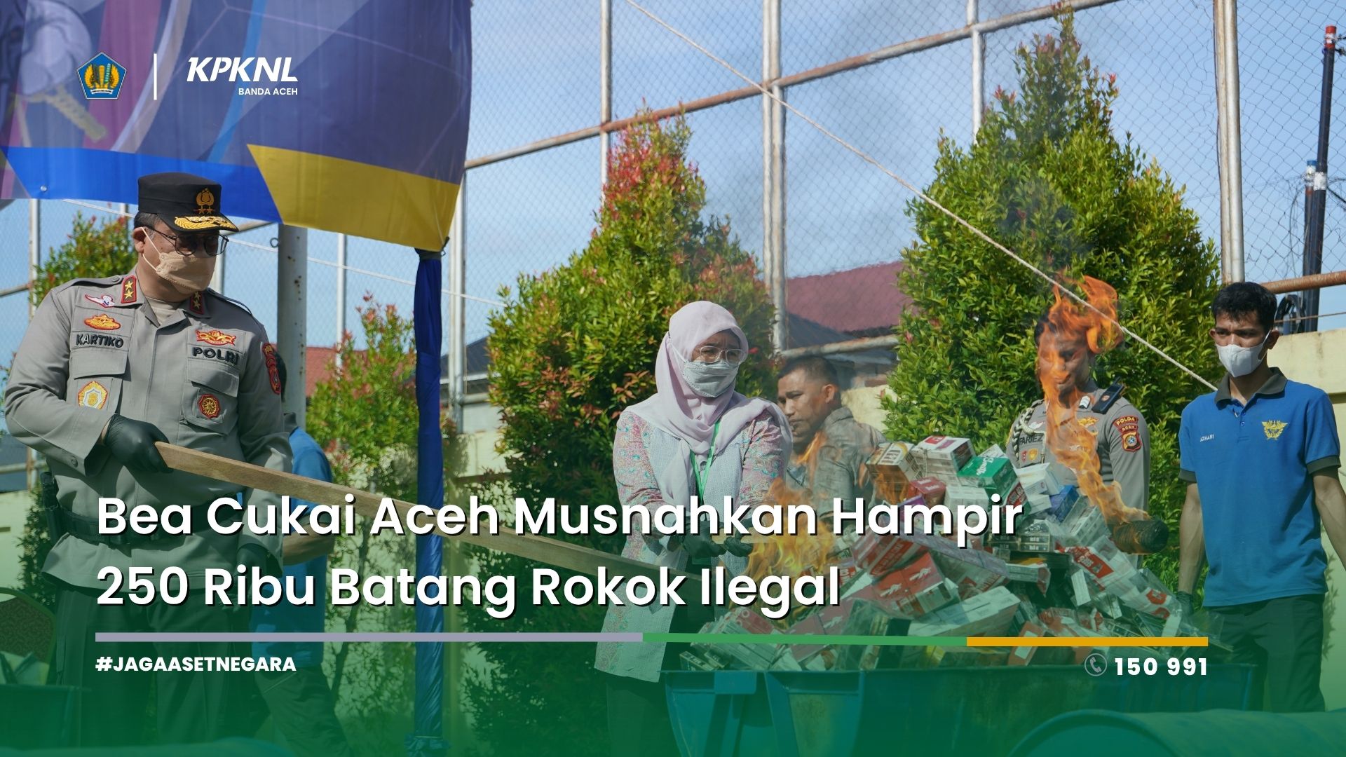 Bea Cukai Aceh Musnahkan Hampir 250 Ribu Batang Rokok Ilegal