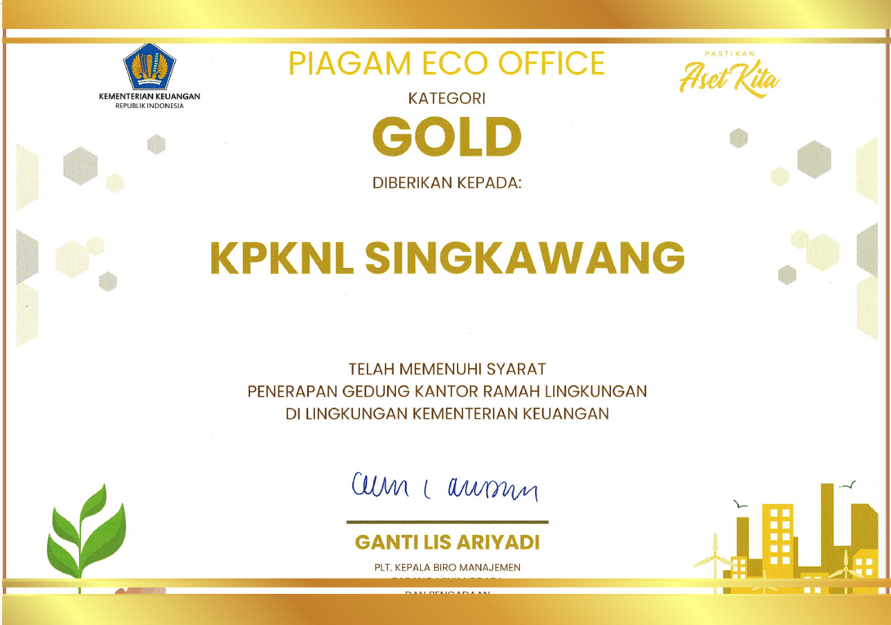 KPKNL Singkawang Raih Penghargaan Eco Office Kategori Gold Tahun 2025