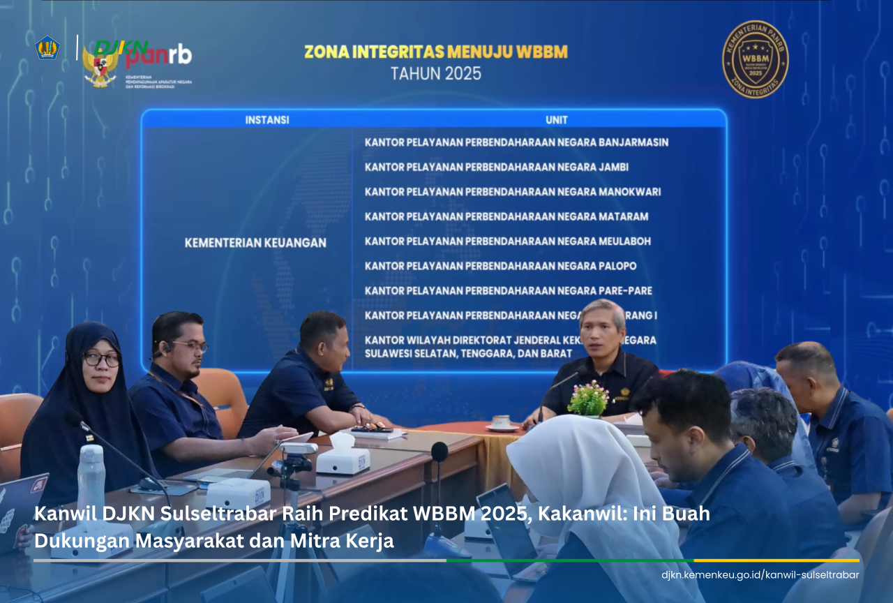 Kanwil DJKN Sulseltrabar Raih Predikat WBBM 2025, Kakanwil: Ini Buah Dukungan Masyarakat dan Mitra Kerja