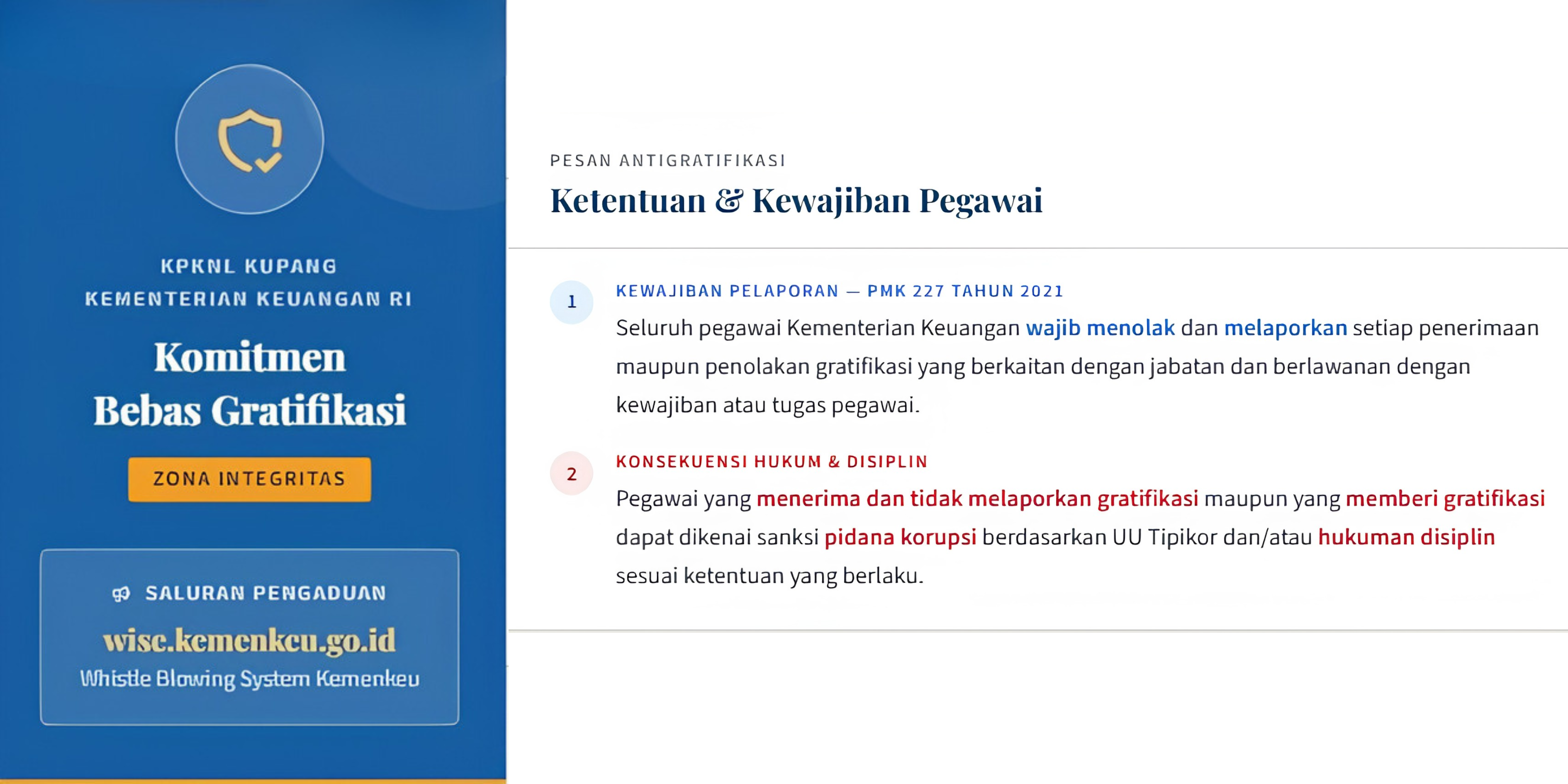 Ketentuan dan Kewajiban Pesan Antigratifikasi Untuk Pegawai 