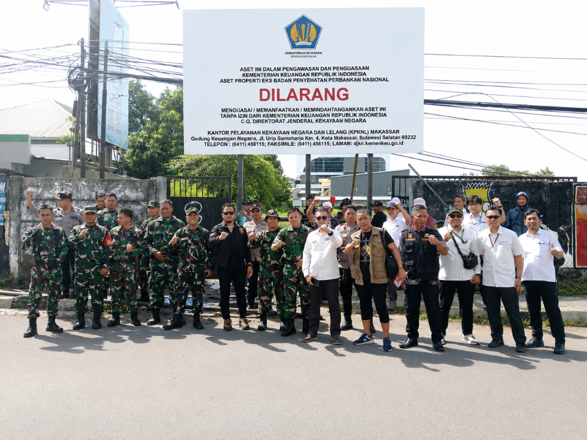 KPKNL Makassar dan Kanwil DJKN Sulseltrabar Laksanakan Pengamanan Aset Eks BPPN di Jalan Urip Sumoharjo