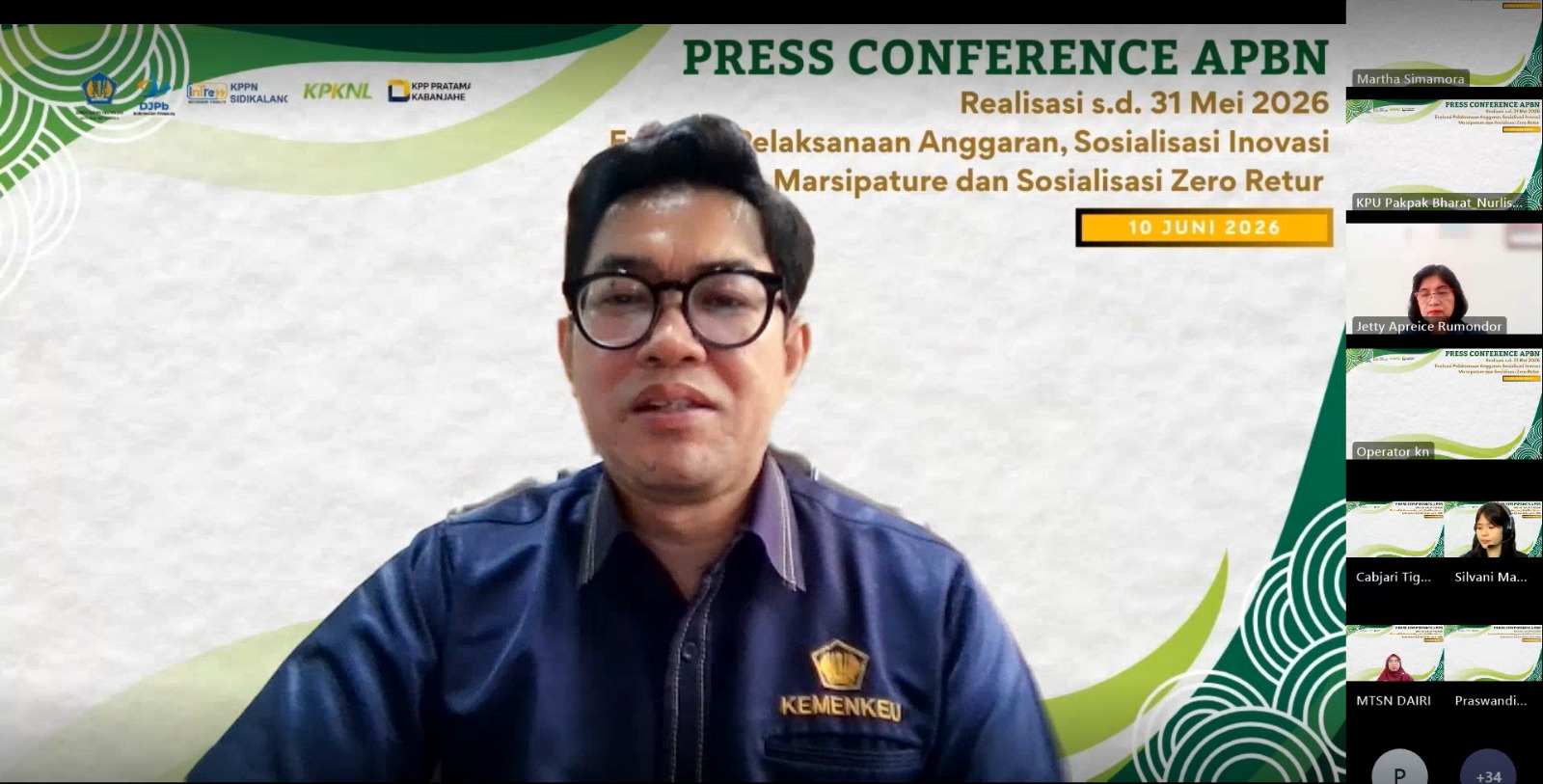 Press Conference APBN di Wilayah KPPN Sidikalang periode realisasi sampai dengan 31 Mei 2026