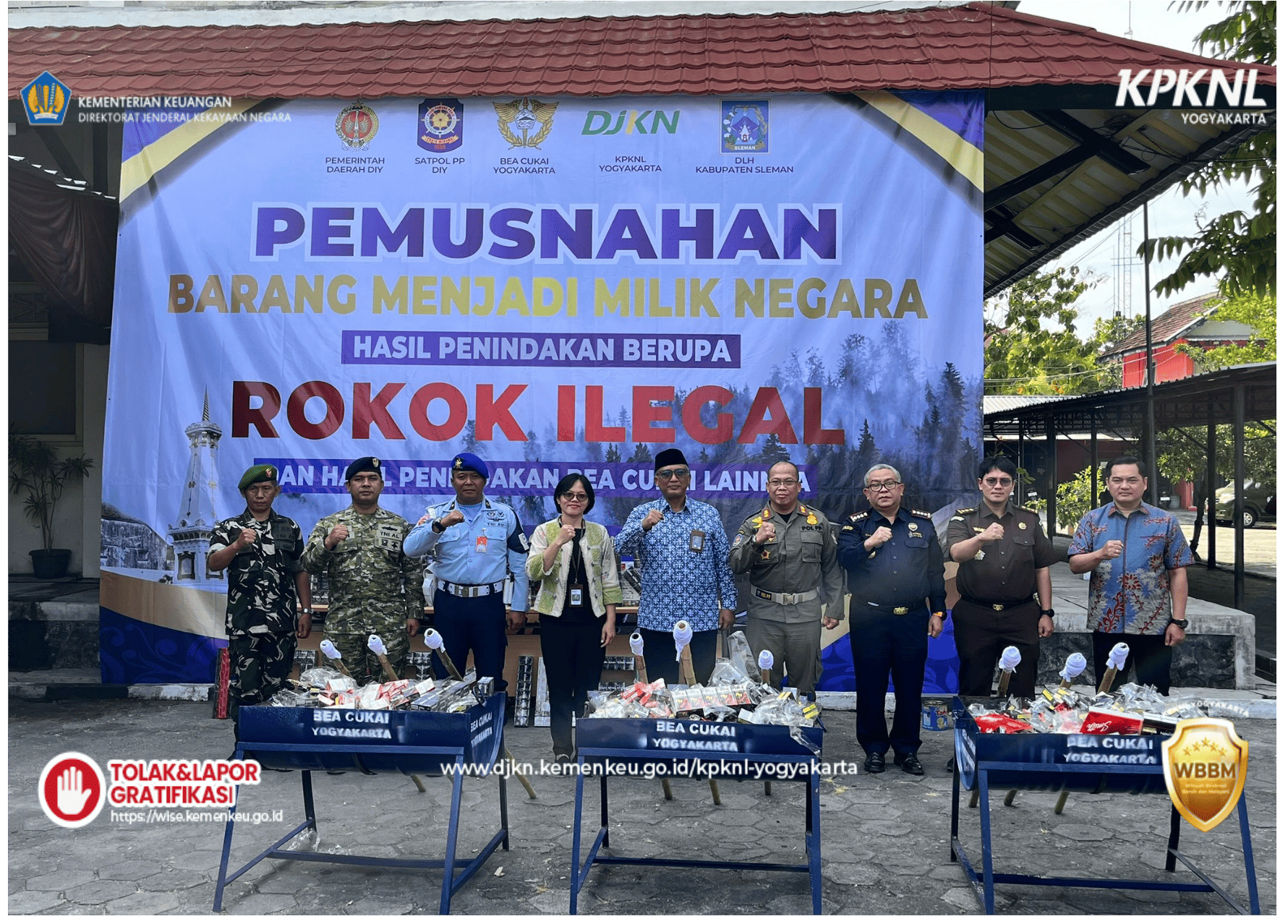 Dukung Pengendalian Barang Ilegal, KPKNL Yogyakarta Turut Serta dalam Kegiatan Pemusnahan BMN Hasil Penindakan