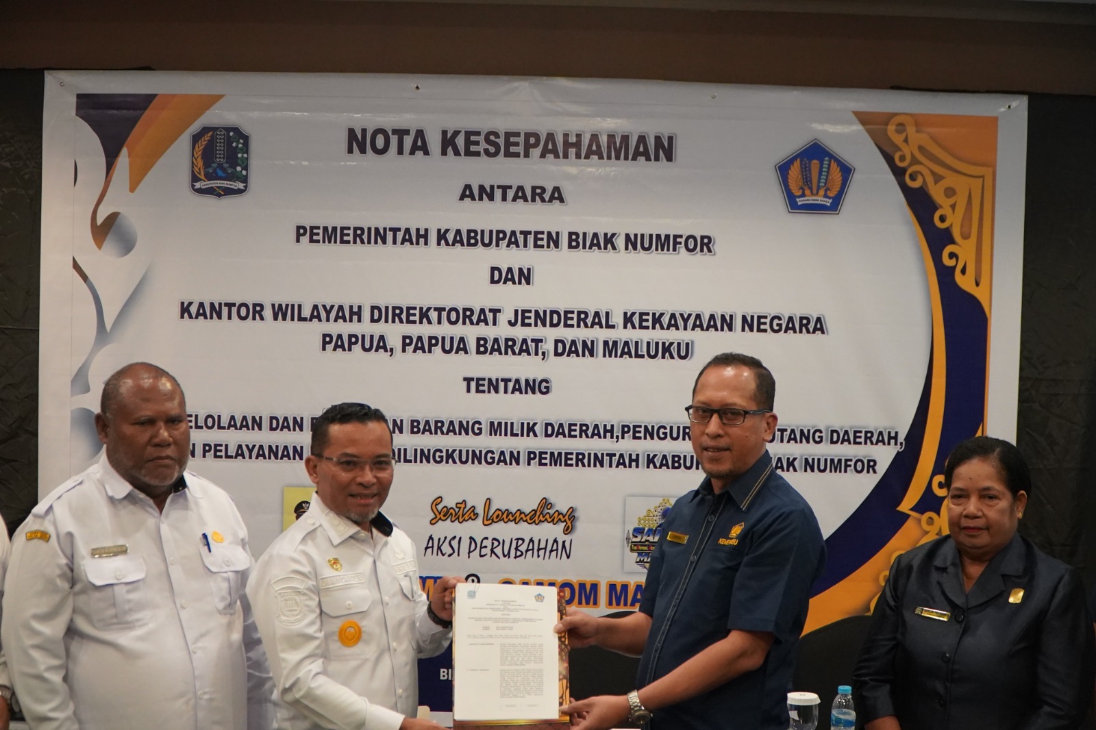 Optimalkan Layanan dan PNBP, Kanwil DJKN Papabaruku Bersama KPKNL Biak Jalin MoU dengan Pemkab Biak Numfor