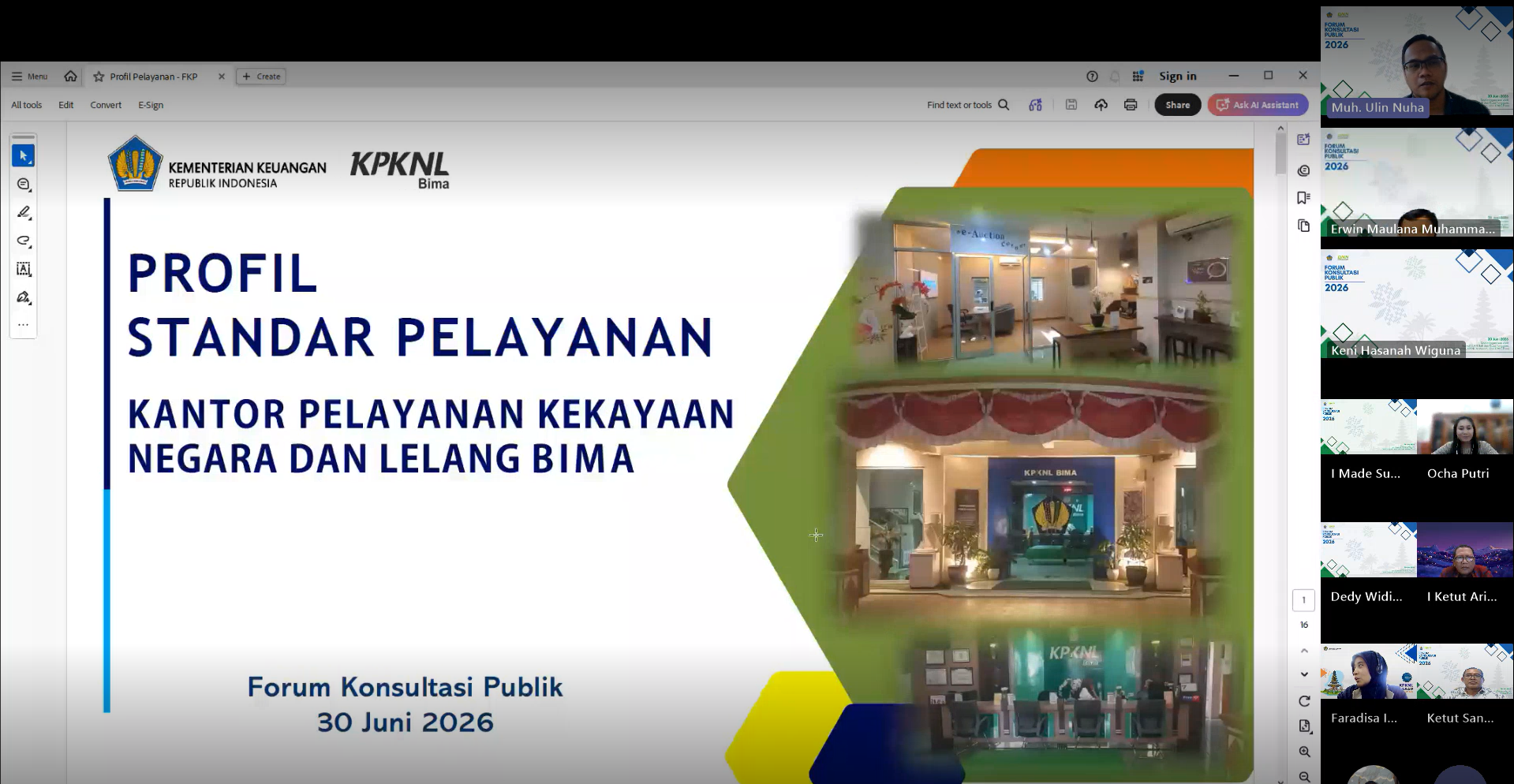 KPKNL Bima Tegaskan Komitmen Tingkatkan Pelayanan Prima melalui Forum Konsultasi Publik 2026