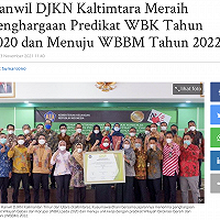 Kanwil DJKN Kaltimtara Meraih Penghargaan Predikat WBK Tahun 2020 dan Menuju WBBM Tahun 2022
