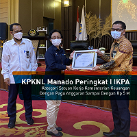 KPKNL Manado Raih Peringkat I IKPA 2021 Terbaik dalam kategori Satker dengan Pagu sampai dengan Rp5 Miliar